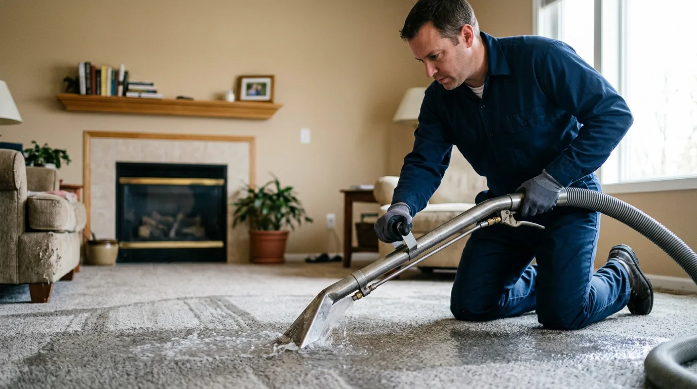 Water damage restoration technician working near Malakoff, TX